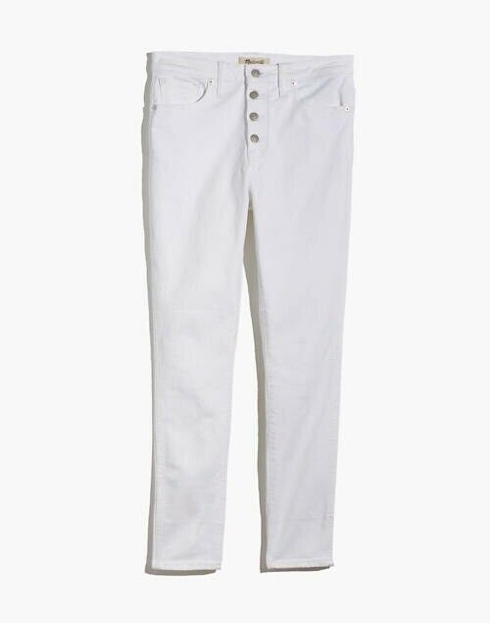 Madewell Size 24 High Rise 10” Skinny Crop Jeans Pure White Button Front Edition